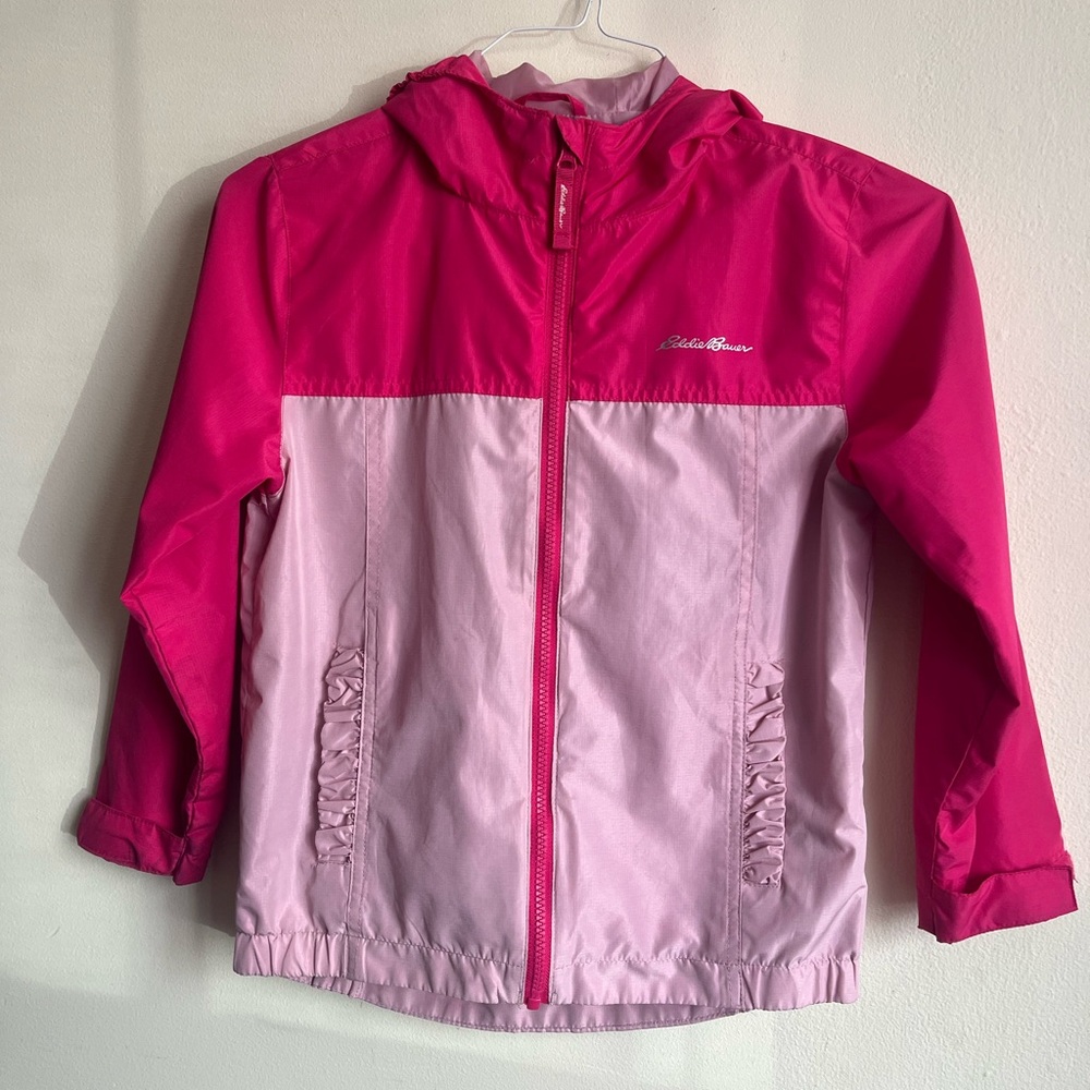 Eddie Bauer Two-Tone Pink Hooded Windbreaker size 7-8